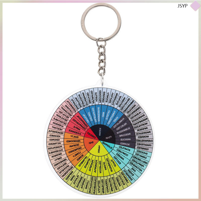 สุขภาพจิตพวงกุญแจ Mood Wheel Emotion Small Gifting Items สีรถ Feeling จี้ Emotions junshaoyipin