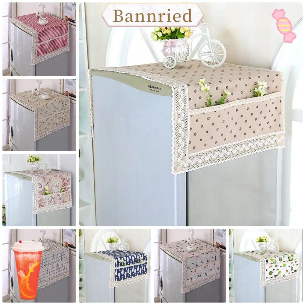 BANNRIEDSG ผ้าตู้เย็น 1 ชิ้น, กันฝุ่น 55×120 ซม. ผ้าคลุมกันฝุ่นตู้เย็น, พร้อมถุงเก็บผ้าฝ้ายผ้าลินินซักผ้า|ผ้าขนหนู