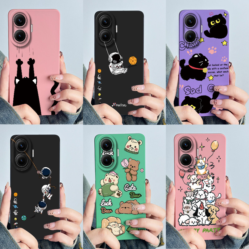 ออกแบบใหม่สําหรับ Redmi Turbo 4 Pro / Xiaomi Poco F7 กรณีนักบินอวกาศน่ารักรูปแบบการ์ตูนซิลิโคนเหลว Soft TPU เลนส์ฝาครอบป้องกัน