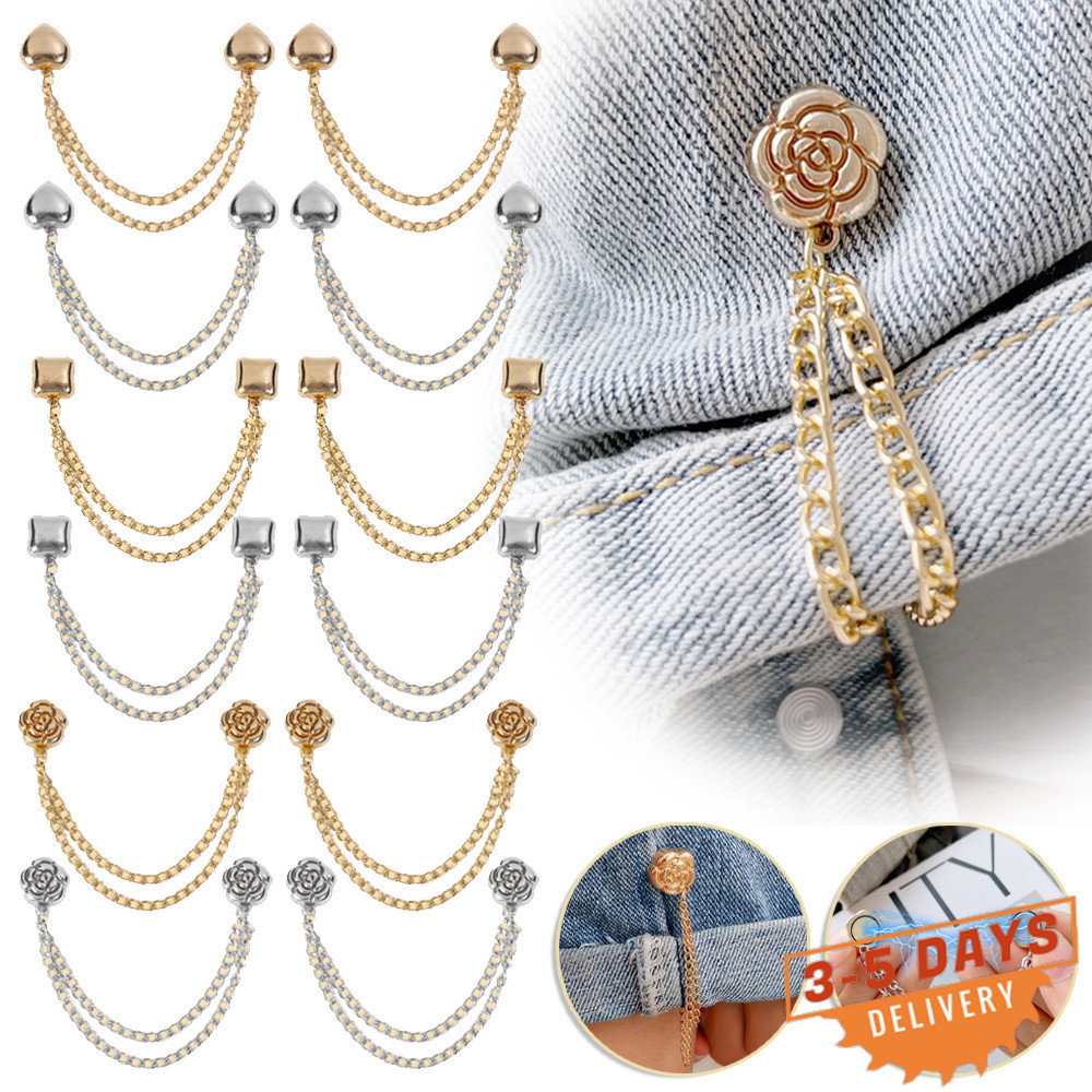 [จัดส่ง 3-5 วัน]คลิปหนีบชายเสื้อแม่เหล็กสําหรับเสื้อยืดและผ้าม่าน | คลิปหนีบเสื้อผ้าโลหะ 1/2/4ชิ้น พร้อมโซ่ปรับได้, คลิปหนีบยึดแบบไม่มีความเสียหายโลหะผสมพรีเมี่ยม, 2 สี