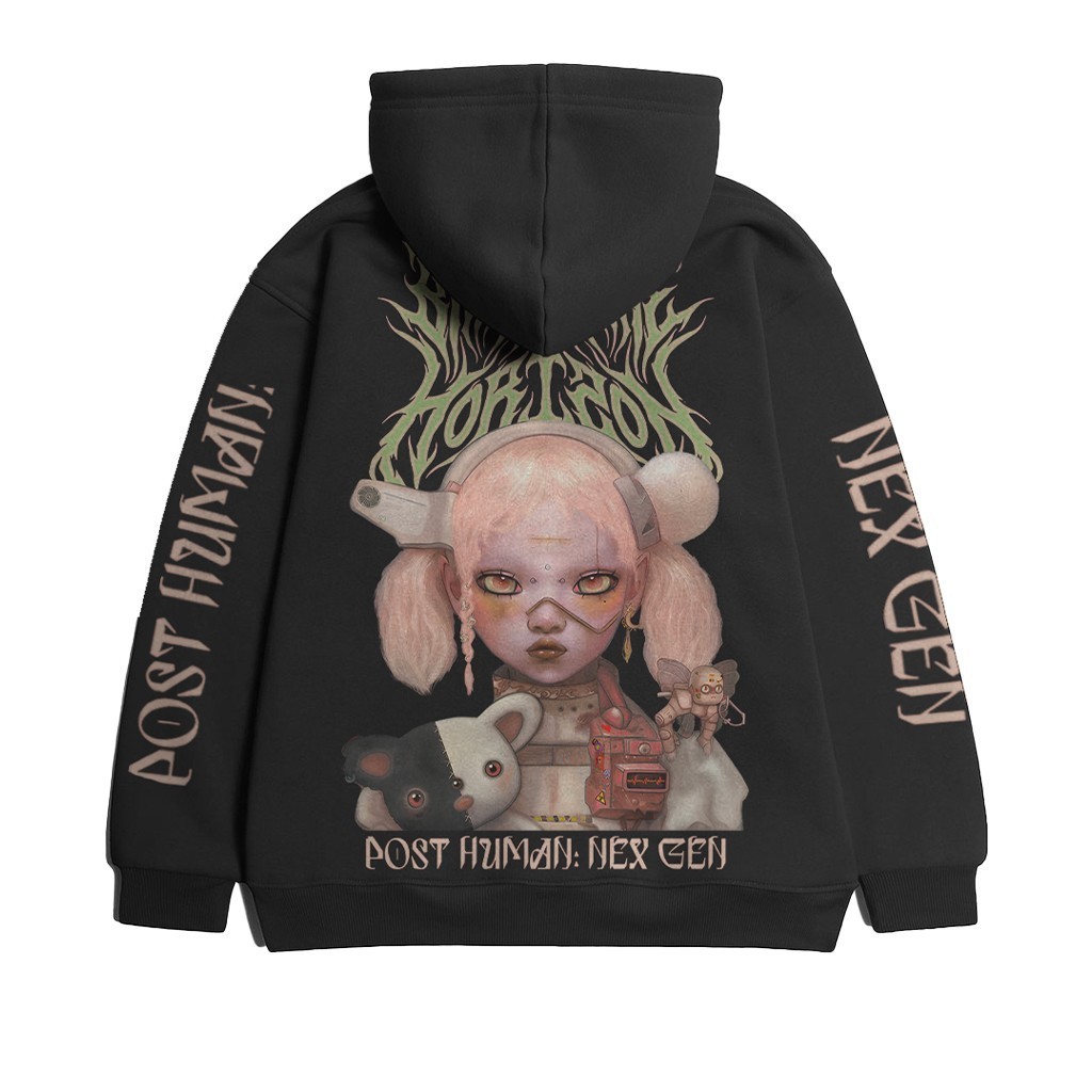 HITAM เสื้อฮู้ด BMTH Bring Me The Horizon Post Human Nex Gen Black Unisex - แจ็คเก็ตสีดำ_band merch สำหรับผู้ชายและผู้หญิง Retro Vintage