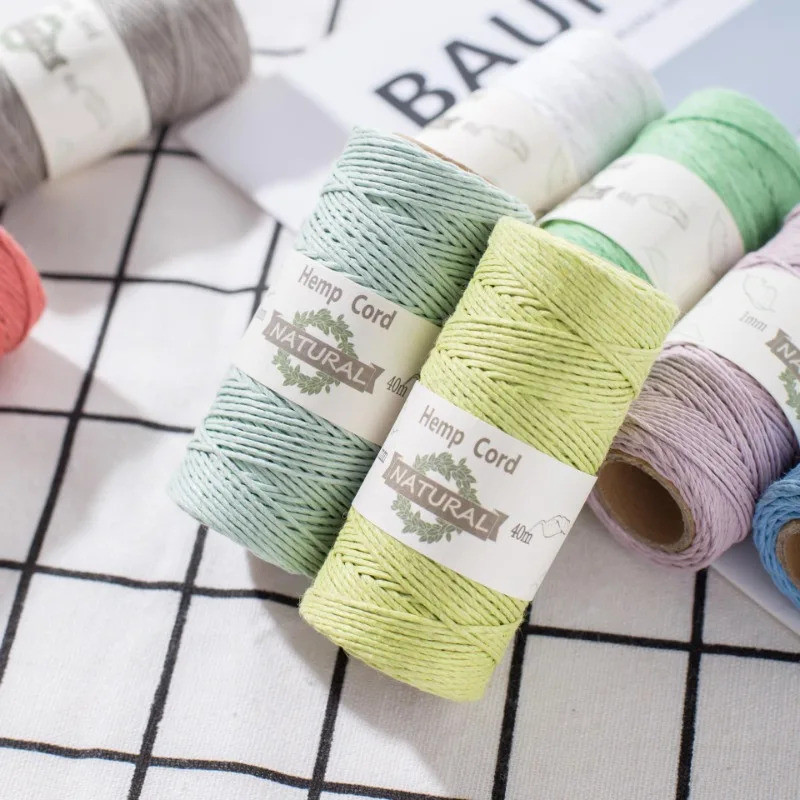 1 มม.40 เมตรสีทึบ Jute DIY สร้อยข้อมือสร้อยคอทอผ้า String สายไฟ Handcraft ของขวัญบรรจุหัตถกรรมทําด้า