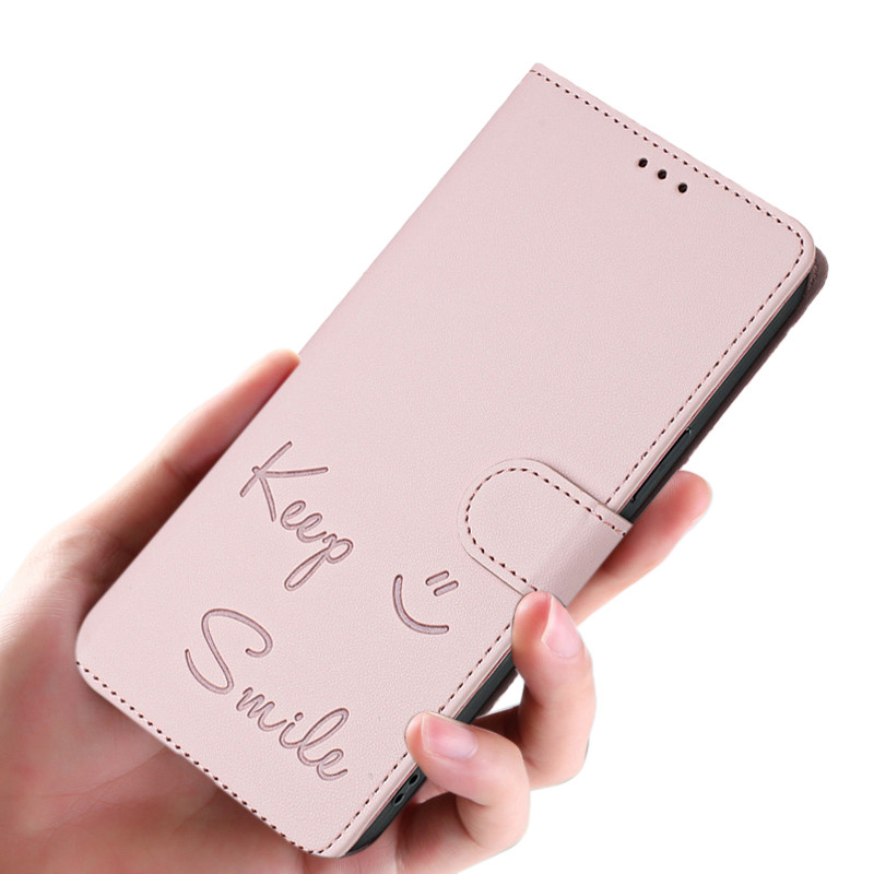 เคสโทรศัพท์สําหรับ Motorola G87 Flip Cover ยิ้มลายนูนขาตั้งแบบพับได้ RFID Shielding สําหรับ Moto G87