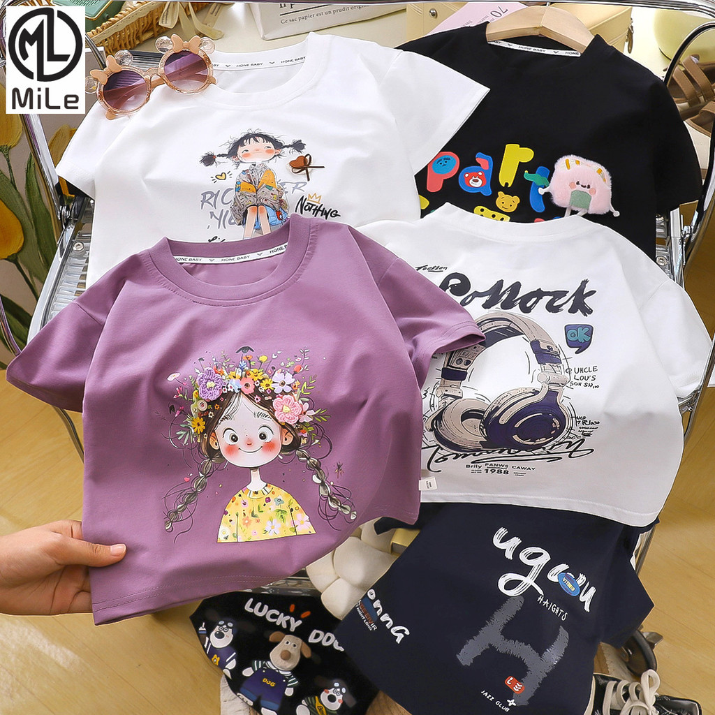 [ML] 80-170CM [Solona] เสื้อยืดแขนสั้นเด็กเปลือยชายหญิงสไตล์ใหม่ความชื้น Wicking ฤดูใบไม้ผลิฤดูร้อนเย็นแขนสั้น