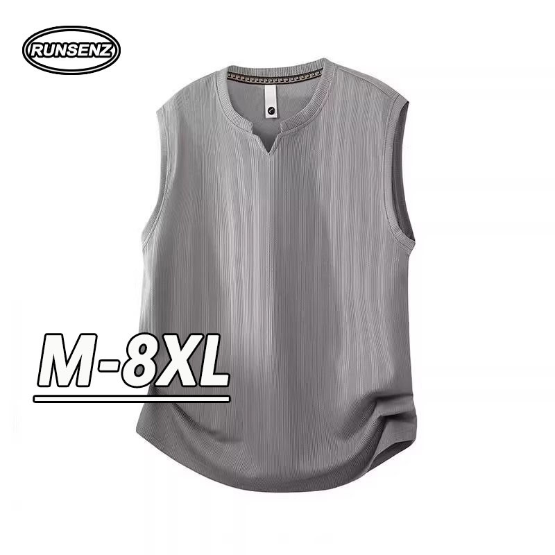 M-8XL แฟชั่นเกาหลี V-NECK Vest Men Simple Casual Loose Plus Size Tank