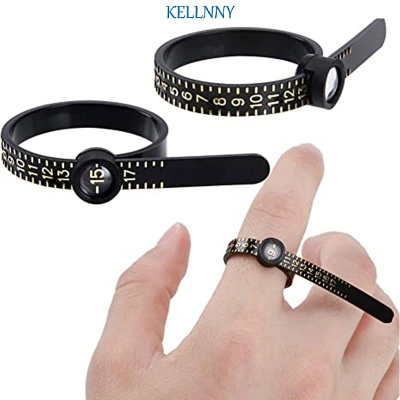 Kellnny Reusable เครื่องมือวัดขนาดแหวน พร้อมหน้าต่างขยายและแหวน Sizer