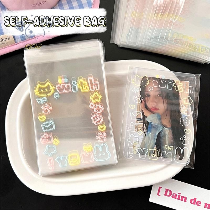 [GI] 100 ชิ้นการ์ตูน Graffiti ลูกแมว Self-Adhesive กระเป๋า Candy อาหารบรรจุภัณฑ์การ์ดกระเป๋าขนาดเล็ก