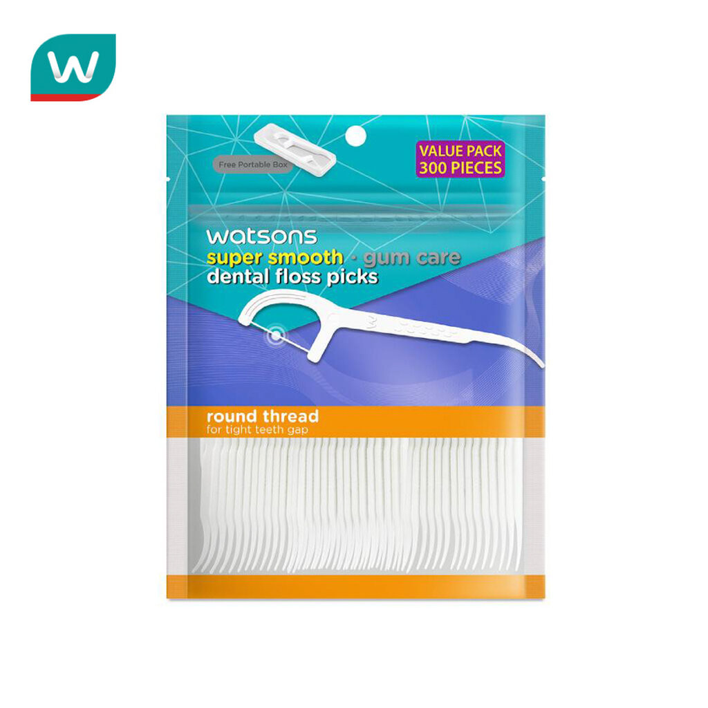 Watsons วัตสัน ซุปเปอร์ สมูธ ไหมขัดฟันเส้นกลม ชนิดด้าม (แพ็คสุดคุ้ม) 300 ด้าม