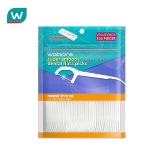 Watsons วัตสัน ซุปเปอร์ สมูธ ไหมขัดฟันเส้นกลม ชนิดด้าม (แพ็คสุดคุ้ม) 300 ด้าม