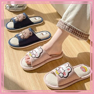 🌈LONG JAI🌈Slippers ออฟฟิศ รองเท้าสลิปเปอร์ น้ำหนักเบา ใส่แล้วสบาย ลายกระต่าย,หมี น่ารักมาก