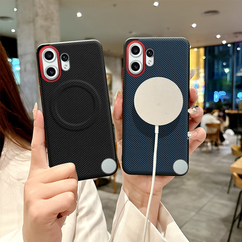 สําหรับ Nothing CMF Phone 2 Pro กรณี ELVEV ทนทานหนัง PC แน่นรูปแบบตารางฝาครอบโทรศัพท์กันลื่น