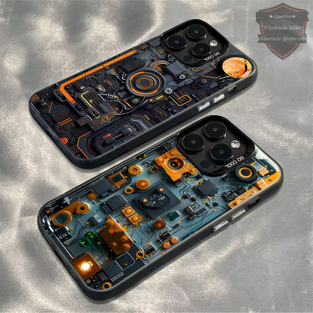 ส่งจากไทย เคสไอโฟน11 13 16 Pro Max XR 7 8 Plus Machinery ลวดลาย เคสแข็งเคลือบด้าน For iPhone 15 11 12 14 promax X XS Max