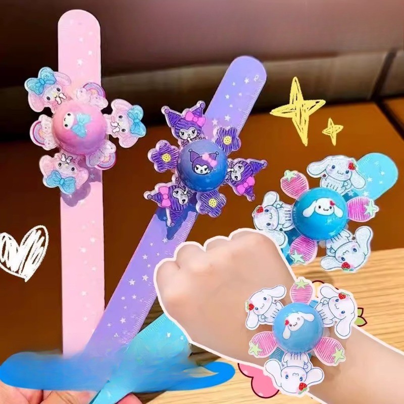 น่ารัก Kuromi Melody Slap Snap Wrap สายรัดข้อมือสร้อยข้อมือ Kawaii แหวนสายรัดข้อมือเด็กของเล่นตลก