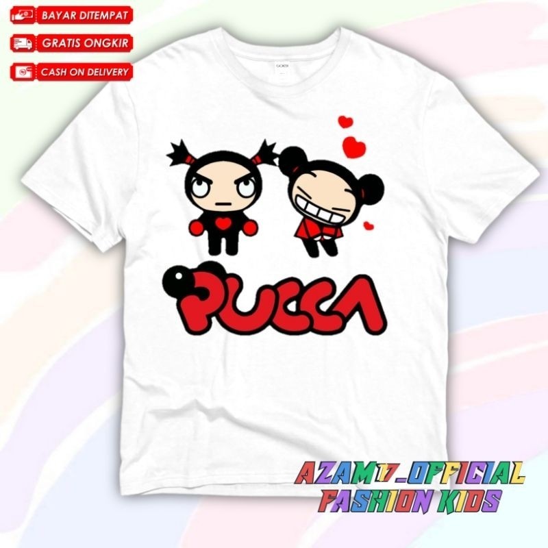 🍈HOT Pucca x Garu เสื้อยืดเด็กชื่อฟรี / เสื้อยืดฟิล์มเด็ก Pucca 100-150 cm Unisex