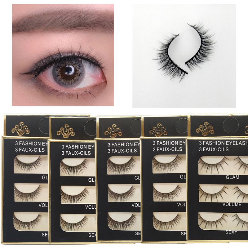 3 คู่ขนตาปลอม 3D Mink Lashes เครื่องมือแต่งหน้าทําด้วยมือ Extension Fake Eye Lashes