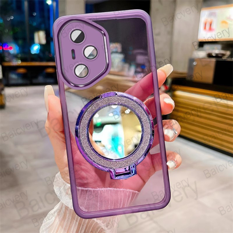 สําหรับ Huawei Honor 400 Pro / Honor 400 / Honor 400 Lite ปลอกเลนส์กล้องปกป้องหรูหราที่วางกระจกเคสโทรศัพท์แม่เหล็ก - รูปที่ 6