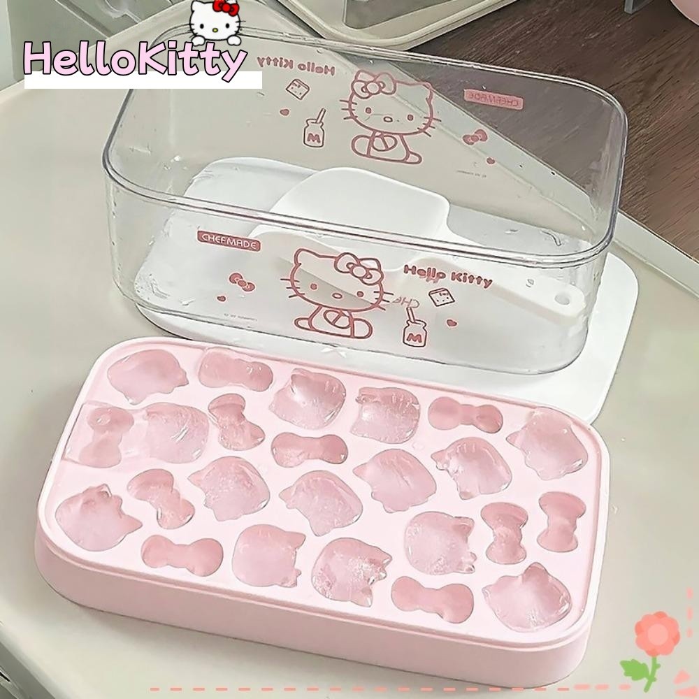 Hello Kitty แม่พิมพ์น้ำแข็งก้อน KT Cat Theme DIY เครื่องดื่มฤดูร้อนกล่องทําน้ําแข็ง ไอศกรีมโฮมเมด เค้ก ช็อกโกแลตแลต