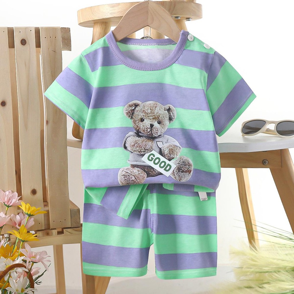 ชุดเด็กน่ารักๆ ชุดเซ็ตเสื้อ+กางเกง สั้นชุดเด็กลายการ์ตูนน่ารัก ผ้านิ่ม ใส่สบาย  เหมาะสำหรับเด็กอายุ 6เดือน – 6ปี “DA-C”