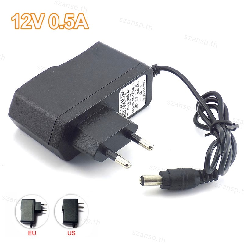 AC ถึง 100-240V DC 12V 0.5A 500mA กล้องอะแดปเตอร์ชาร์จไฟสําหรับ LED Strip Light 5.5 มม.x2.1 มม.E14 THA1