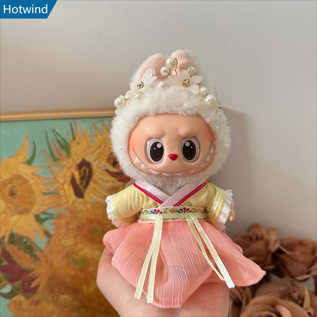 HW1 (ไม่มีตุ๊กตา) สําหรับ 17 ซม.labubu v1/v2/v3 เสื้อผ้าเด็กโบราณเทศกาลกลางฤดูใบไม้ร่วงตุ๊กตาชุด Perfect Labubu อุปกรณ์เสริม Ropa Labubu