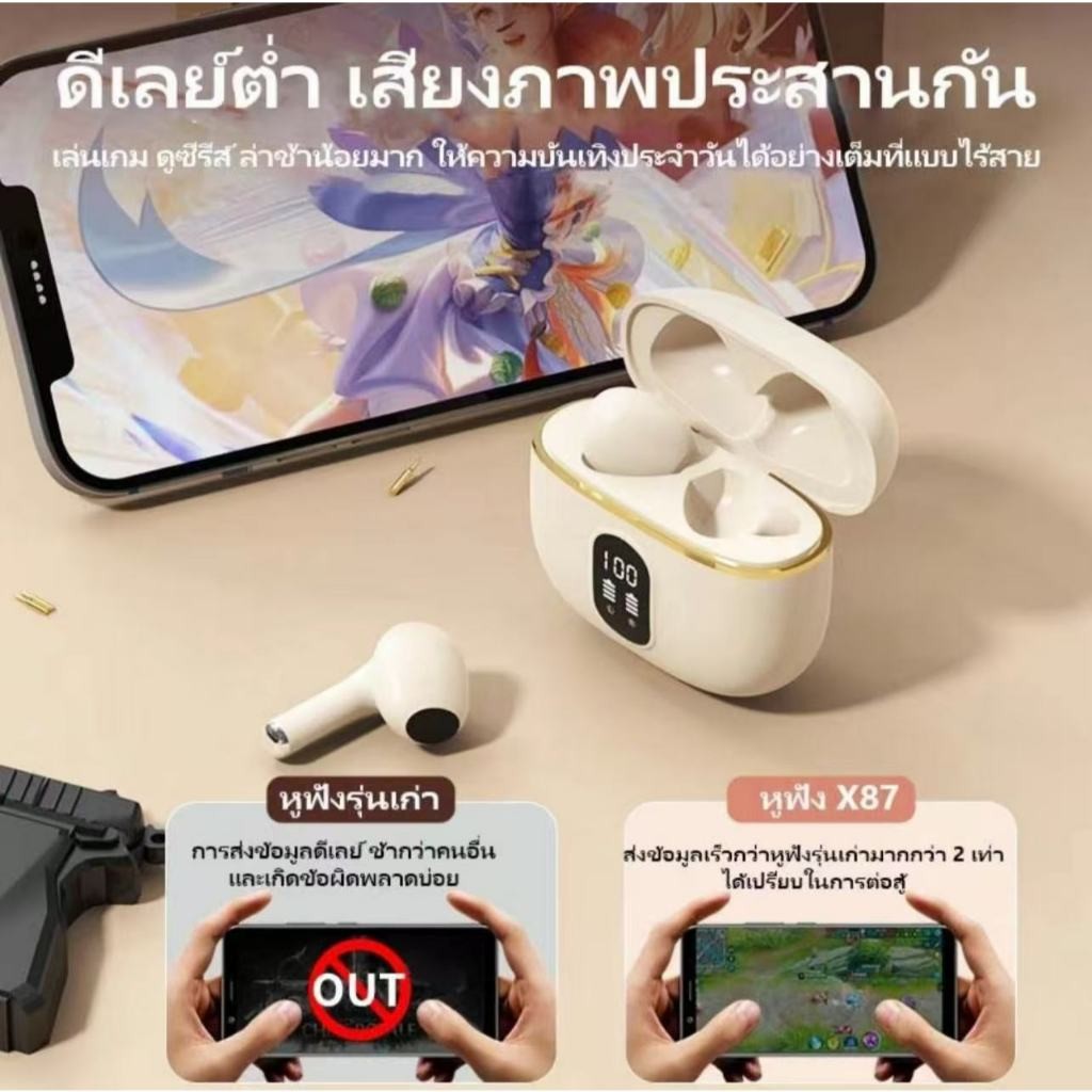 ใหม่ x87 สัมผัสในหู tws ไร้สายในหูลดเสียงรบกวนจอแสดงผลดิจิตอล eSports หูฟังบลูทู ธ - รูปที่ 4