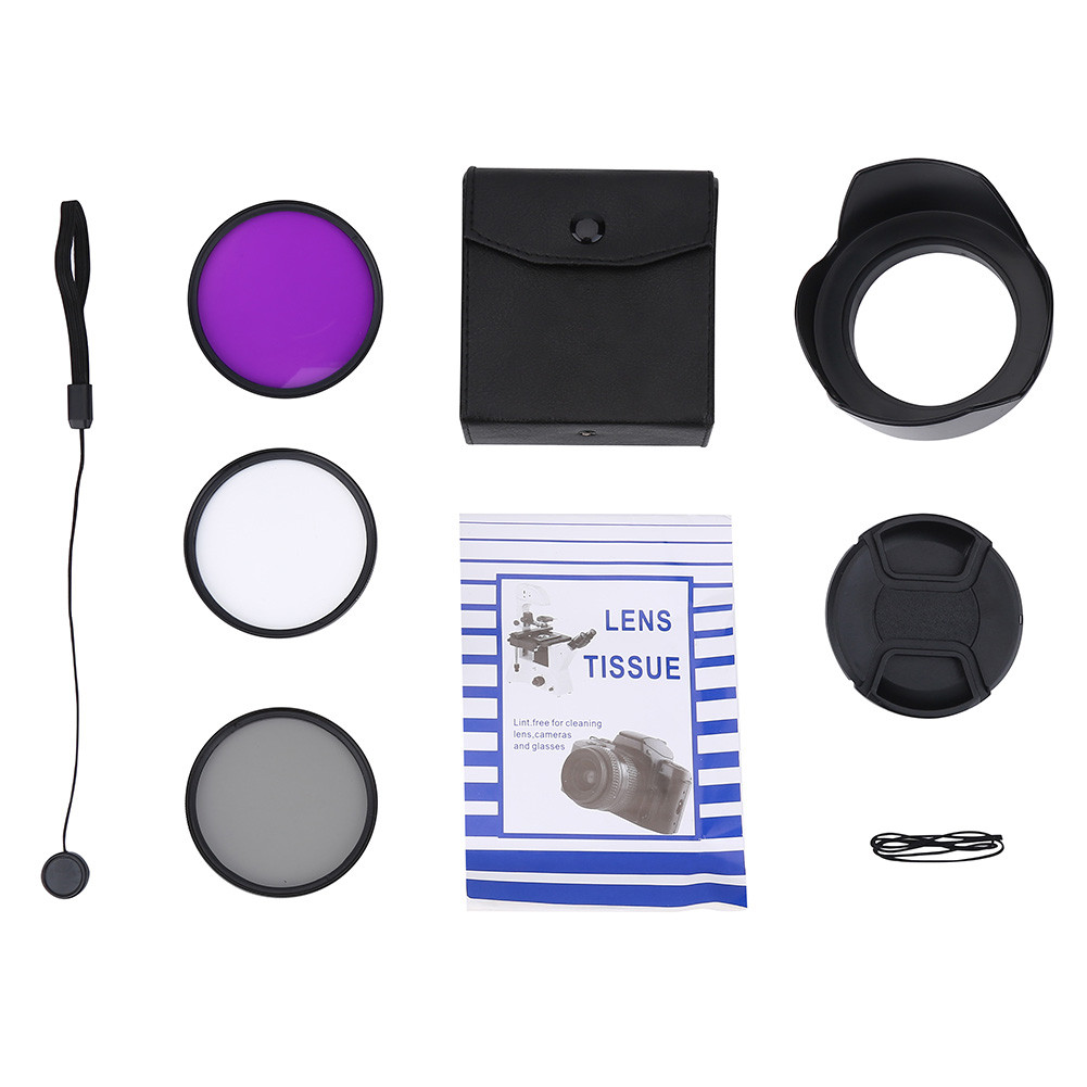 Andoer-th 67 มม. UV CPL FLD LEST FILTER KIT พร้อมอุปกรณ์เสริมการถ่ายภาพฝาครอบกระเป๋าฝาครอบกระเป๋า
