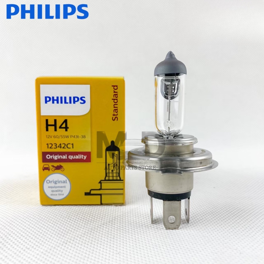 หลอดไฟหน้า รถยนต์ PHILIPS H4 12V 60/55W P43t-38 รหัส 12342C1