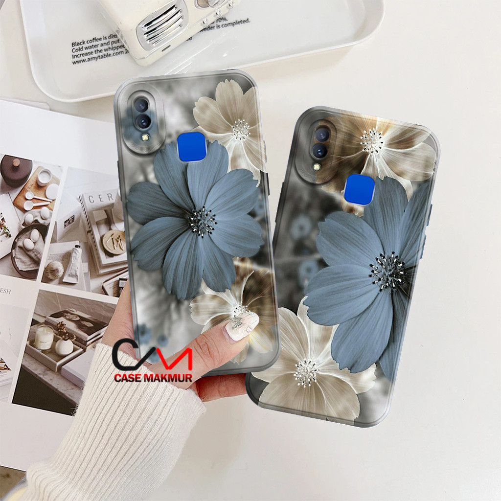 HP Softcase Vivo V9 Y85 Z1 Y91 Y93 FINGGER Y95 - Blue Floral Case - TPU Silicon - Phone Case - Custo
