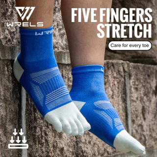 WRELS ถุงเท้ากีฬา Five-Finger Mid-Cut ผ้าฝ้ายแท้สีสันสดใสวิ่ง Quick-Drying Breathable#WZ1013