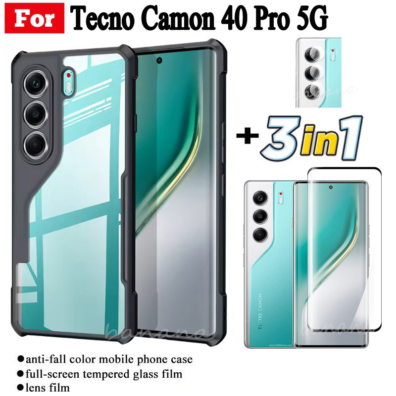 3in1 Tecno Camon 40 Pro 5G Anti-fall โทรศัพท์มือถือสําหรับ Tecno Camon 40 Pro Camon40 ฟิล์มกระจกนิรภ