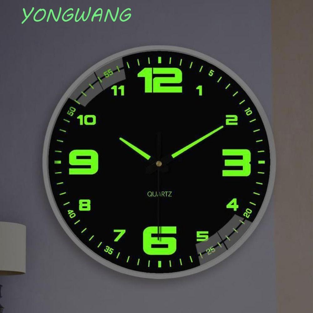 YONGWANG นาฬิกาแขวนควอตซ์,รอบเงียบนาฬิกาแขวนส่องสว่าง,ห้องนั่งเล่นตกแต่งความแม่นยําเวลาพลาสติกแฟชั่นนาฬิกาดิจิตอลโรงแรม