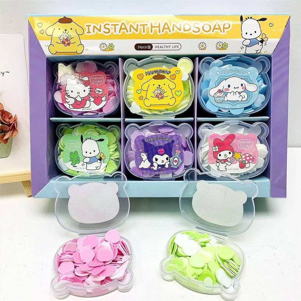 Sanrio แผ่นสบู่ใช้แล้วทิ้ง Kulomi  Melody กระดาษสบู่ต้านเชื้อแบคทีเรีย Big Ears นักเรียนเด็กพกพาสบู่ล้างมือแบบพกพาติดตัว Cinnamoroll Pochacco Hello kitty ราคา ถูกที่สุด ดีลบีเคเค แกลเลอรีภาพที่ 3