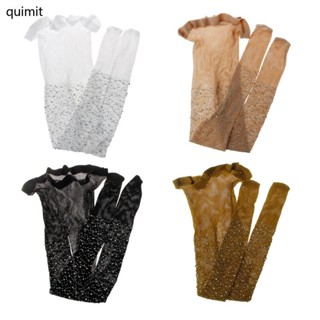 QUIM Blingbling Legging ถุงเท้าตาข่ายสําหรับ Rhinestone Holl…