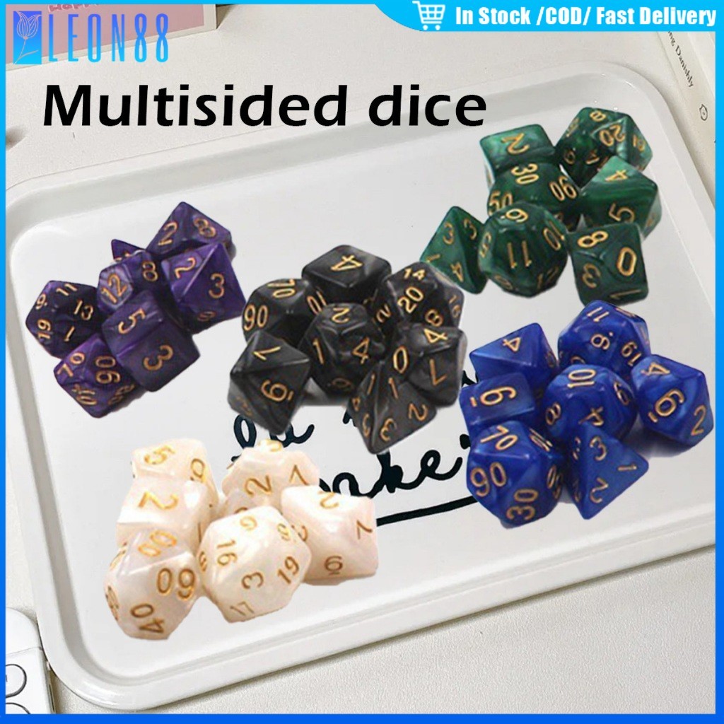 ของมาใหม่！ลูกเต๋า Dice Set of 7 ลูกเต๋าหลายด้าน d4 d6 d8 d10 d12 d20 d100 บอร์ดเกม เกมตาราง