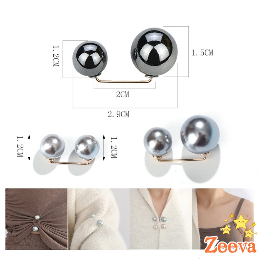 Zeeva【มีสินค้าในสต๊อก】 เข็มกลัดมุกเทียม ปรับขนาดเอว/ขนาดขากางเกง  สําหรับตกแต่งเสื้อ ผ้าคลุมไหล่ 2ชิ้น/แพ็ค Fashion Pins - รูปที่ 5