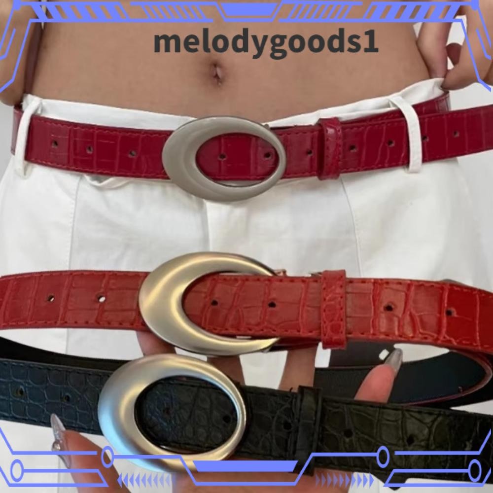 MELODYGOODS เข็มขัดคาดเอว, Y2K ปรับกางเกงยีนส์กางเกงเข็มขัด,วินเทจหัวเข็มขัดโลหะ Moon Star Punk ตกแต่งเข็มขัดหนัง Pu