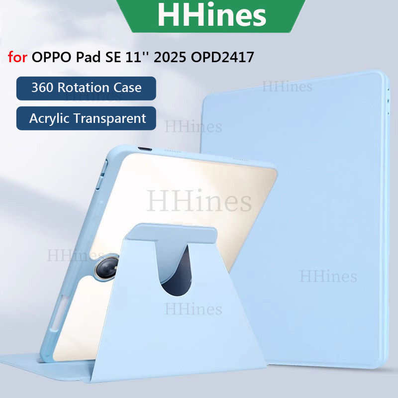 HHines สําหรับ Oppo Pad SE 11 2025 OPD2417 Pad SE 11 นิ้ว 2025 อะคริลิคโปร่งใส 360 องศาหมุนขาตั้ง Ultra Thin แท็บเล็ตฝาครอบ
