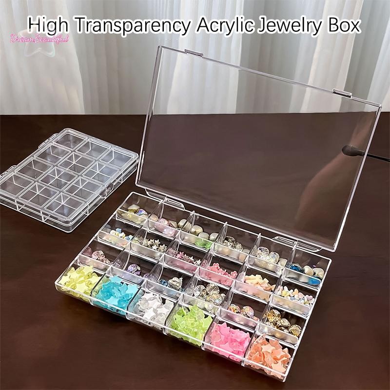<DBFl-t> 12/21/24 กริดเล็บ Organizer กล่อง Glitter Rhinestones อัญมณีกล่องเก็บ Diy เครื่องประดับลูกปัดเย็บปักถักร้อยคอนเทนเนอร์ใหม่