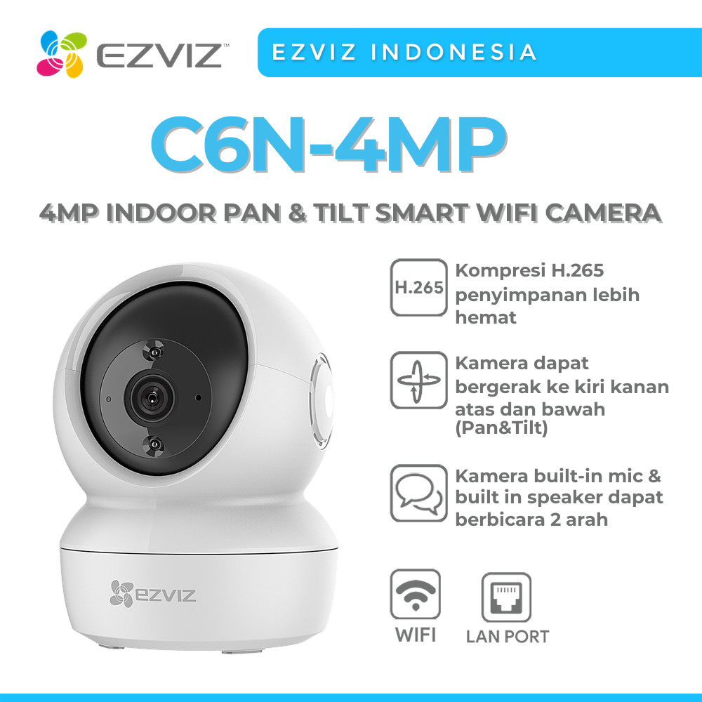กล้องวงจรปิดในร่มกล้อง IP อัจฉริยะ Ezviz C6N 4MP