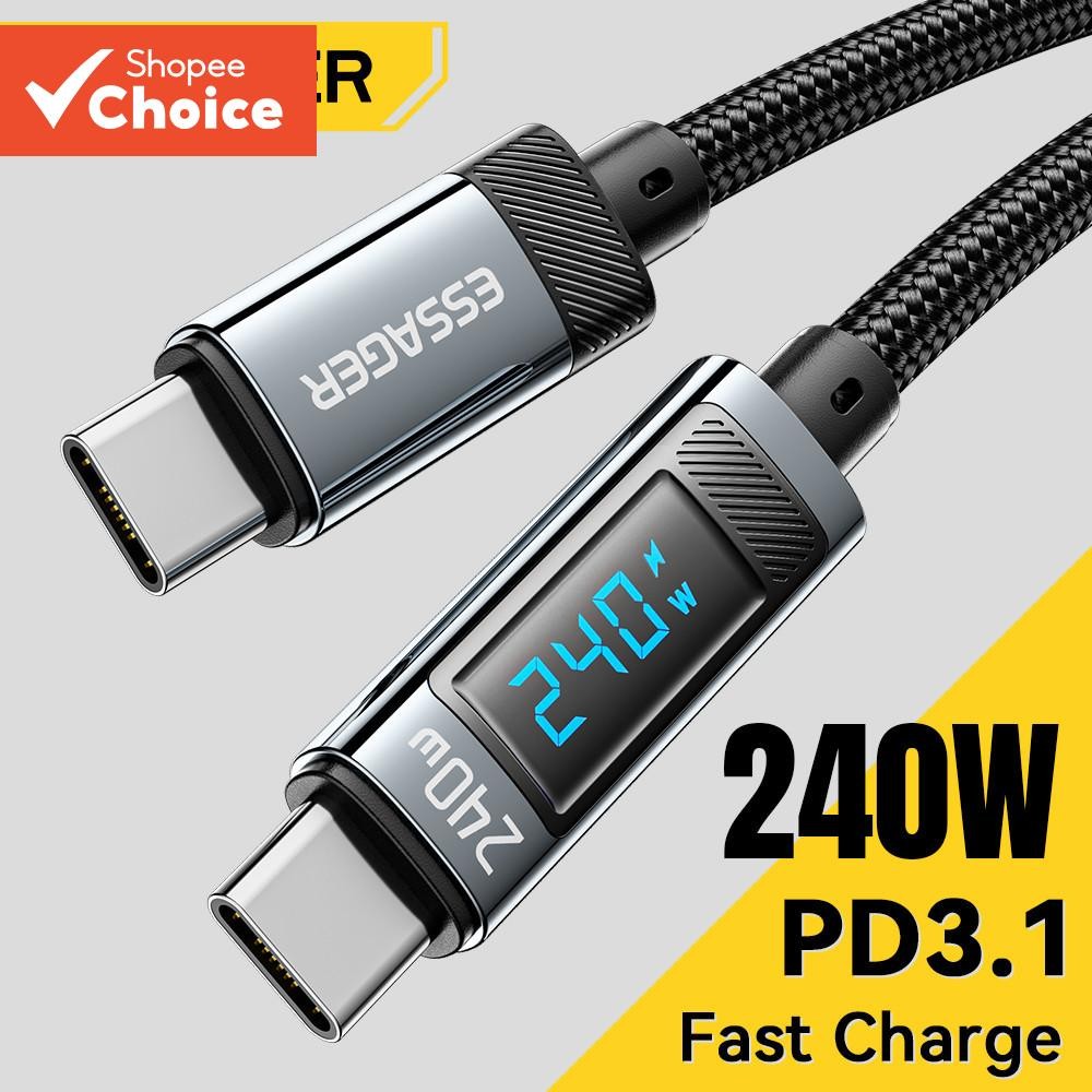 Essager PD 240W สายชาร์จ Type-C ชาร์จเร็ว PD 3.1 Type C สายเคเบิล 5A สําหรับ IPH ,HUAWEI