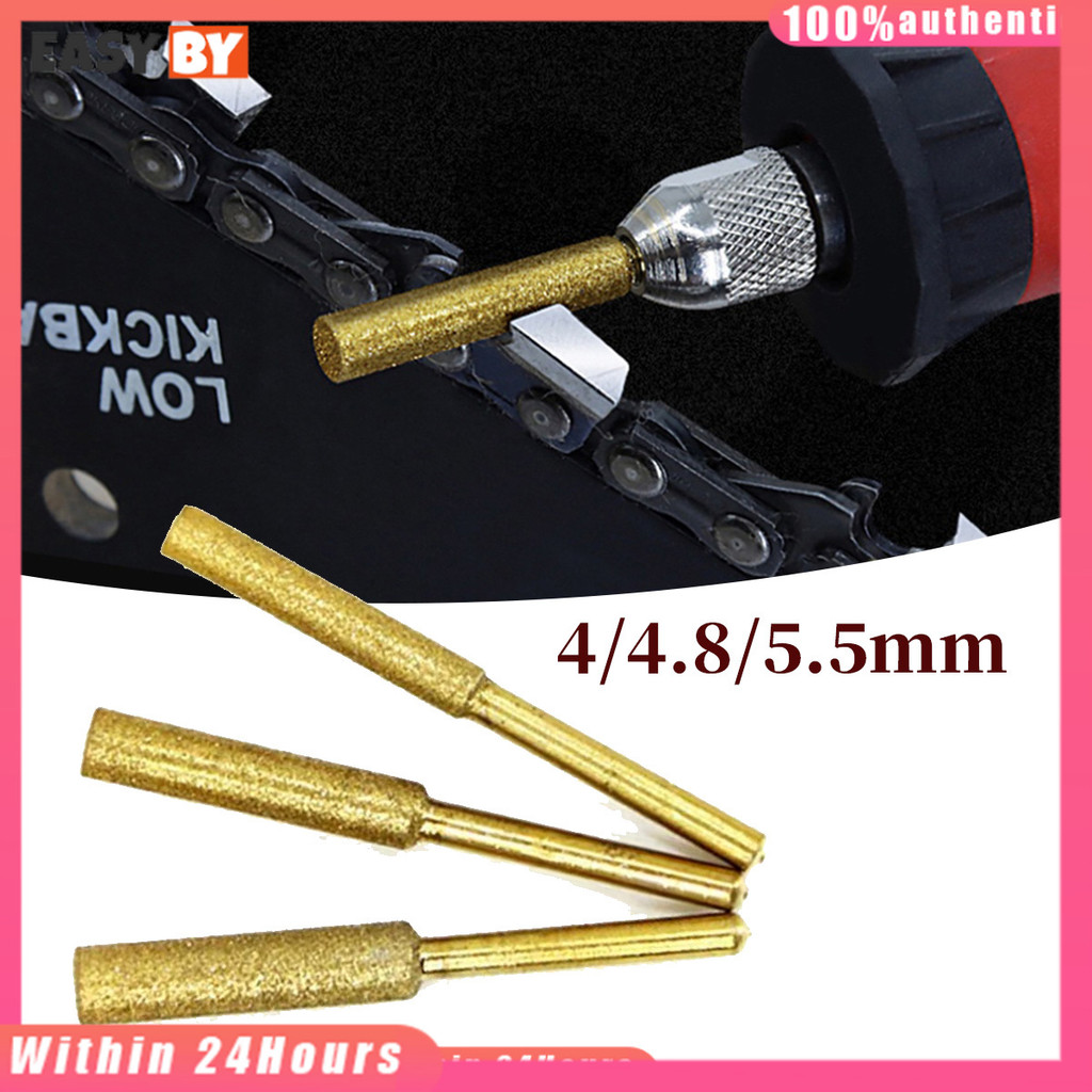 จัดส่งรวดเร็ว ชุด6ชิ้น หินลับคมเลื่อยยนต์ ก้าน4MM 4.8MM 5.5MM หัวเจียรเพชร สําหรับเลื่อยโซ่ไฟฟ้า ตะไบหินเลื่อยโซ่ สีทอง