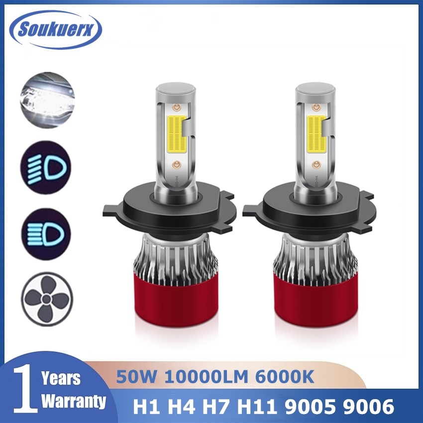 Q2B H4 Hi-Lo Beam รถ LED ไฟหน้าหลอดไฟ 50W 10000LM 6000K COB H1 H7 H11 ไฟ LED รถยนต์ 9005 9006 12V ไฟ