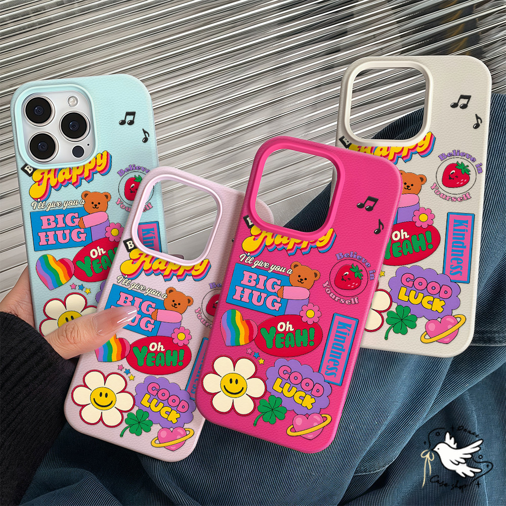 COD-ในไทย ลายดอกไม้ สําหรับ iPhone7 8 X 11 12 13 14 15 16Pro Max XS XR Case เคสโทรศัพท์พื้นผิวลิ้นจี่ กันกระแทก Unisex