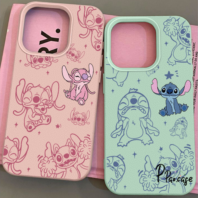เคสไอโฟน16 สำหรับ IPhone 16 12 11 13 15 14 Pro Max XR XS X Max 16 7 8 15 Plus เคสลายกราฟฟิตี้สีชมพูและสีน้ำเงินสุดน่ารัก