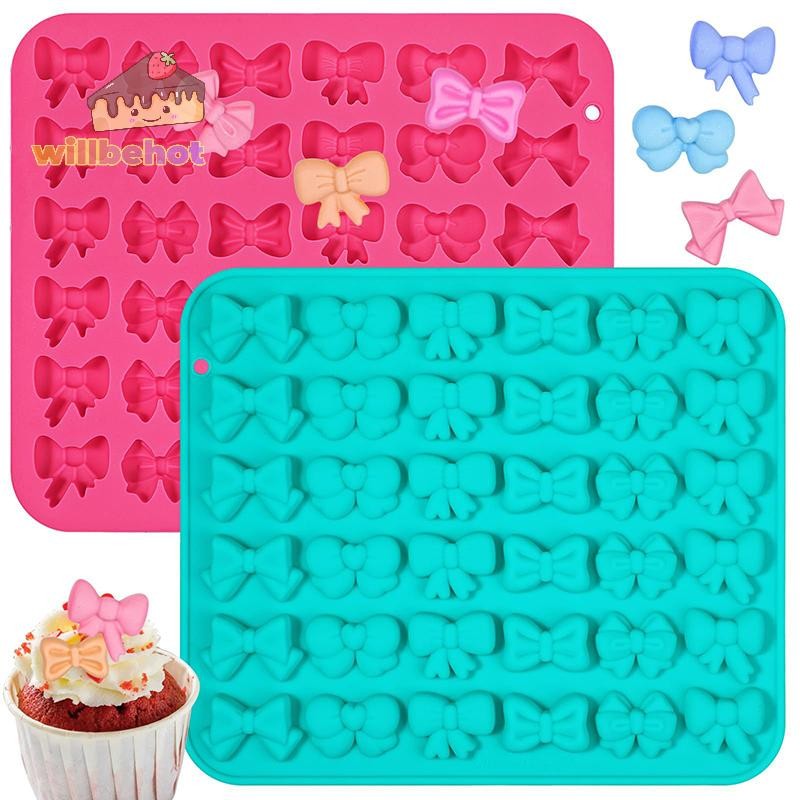[Willbehot-t] แม่พิมพ์ซิลิโคนโบว์ 6 รูปทรงที่แตกต่างกัน, 36-Cavity Bow Chocolate F Ondant Mold สําหรับ Bowknot Cupcake, เค้กป๊อป, Sugar Craft [ใหม่]