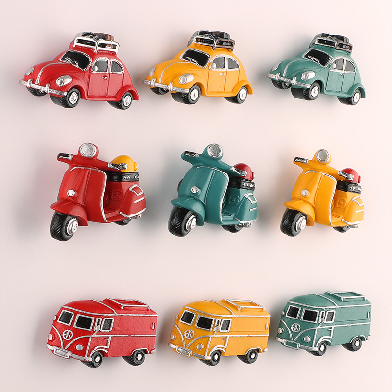 น่ารัก Creative fridge Magnetic 3D สติ๊กเกอร์ติดตู้เย็นรถจักรยานยนต์พร้อม Vesper Scooter Girl Car Bus สไตล์สติกเกอร์แม่เหล็ก