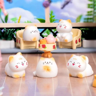 สร้างสรรค์น่ารักตุ๊กตาแมวสก์ท็อปภูมิทัศน์ตกแต่งมอสไมโครภูมิทัศน์ตกแต่งสวนทําเองฉ่ําบอนไซอุปกรณ์งานฝีมือเรซิน