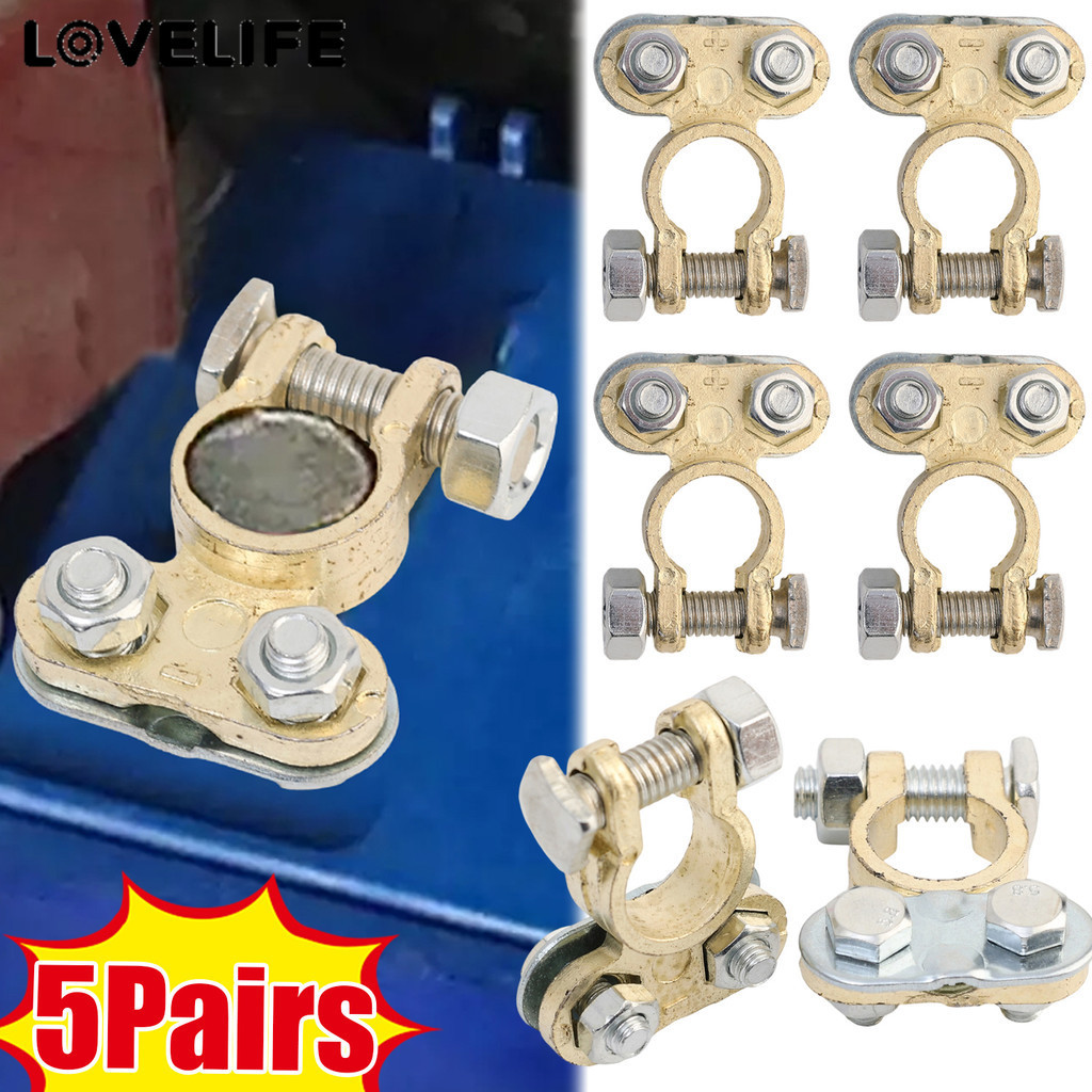 [ชม.&ล]ที่หนีบแบตเตอรี่รถยนต์ป้องกันการกัดกร่อน 5*3.5 ซม. คลิปขั้วอลูมิเนียมอัลลอยด์นําไฟฟ้าสูงพร้อมการออกแบบการติดตั้งอย่างรวดเร็ว 1/3/5 คู่