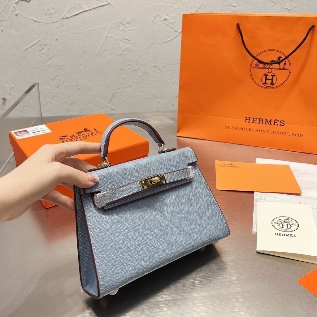 Ready Stock (20cm)Kelly Box) (with Shoulder Bag Handbag (20cm)Kelly Bag Womens Box) bag Messenger (พ