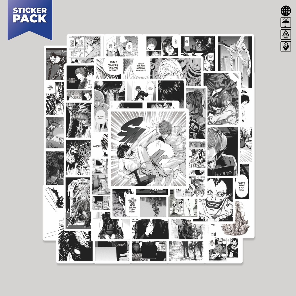 [100 ชิ้น] สติกเกอร์แพ็คอะนิเมะ Death Note S2 B & W ความงามไวนิลสติกเกอร์ตกแต่งกันน้ําแล็ปท็อปหนังสื